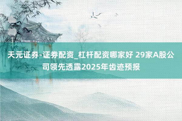 天元证券-证劵配资_杠杆配资哪家好 29家A股公司领先透露2025年齿迹预报