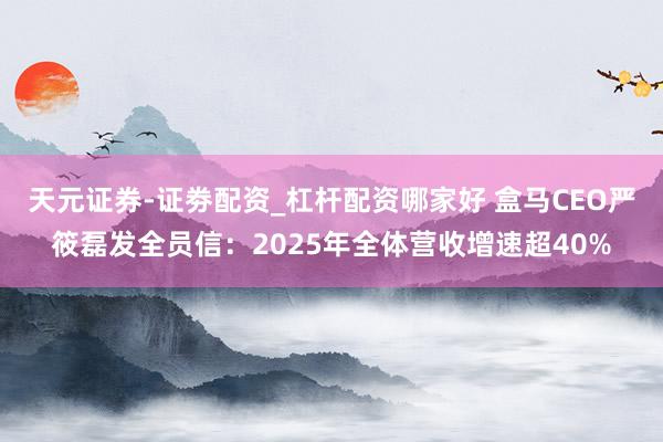 天元证券-证劵配资_杠杆配资哪家好 盒马CEO严筱磊发全员信：2025年全体营收增速超40%