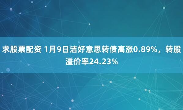 求股票配资 1月9日洁好意思转债高涨0.89%，转股溢价率24.23%