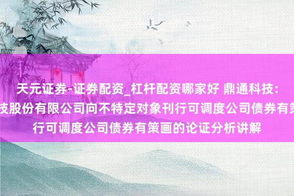 天元证券-证劵配资_杠杆配资哪家好 鼎通科技: 东莞市鼎通精密科技股份有限公司向不特定对象刊行可调度公司债券有策画的论证分析讲解